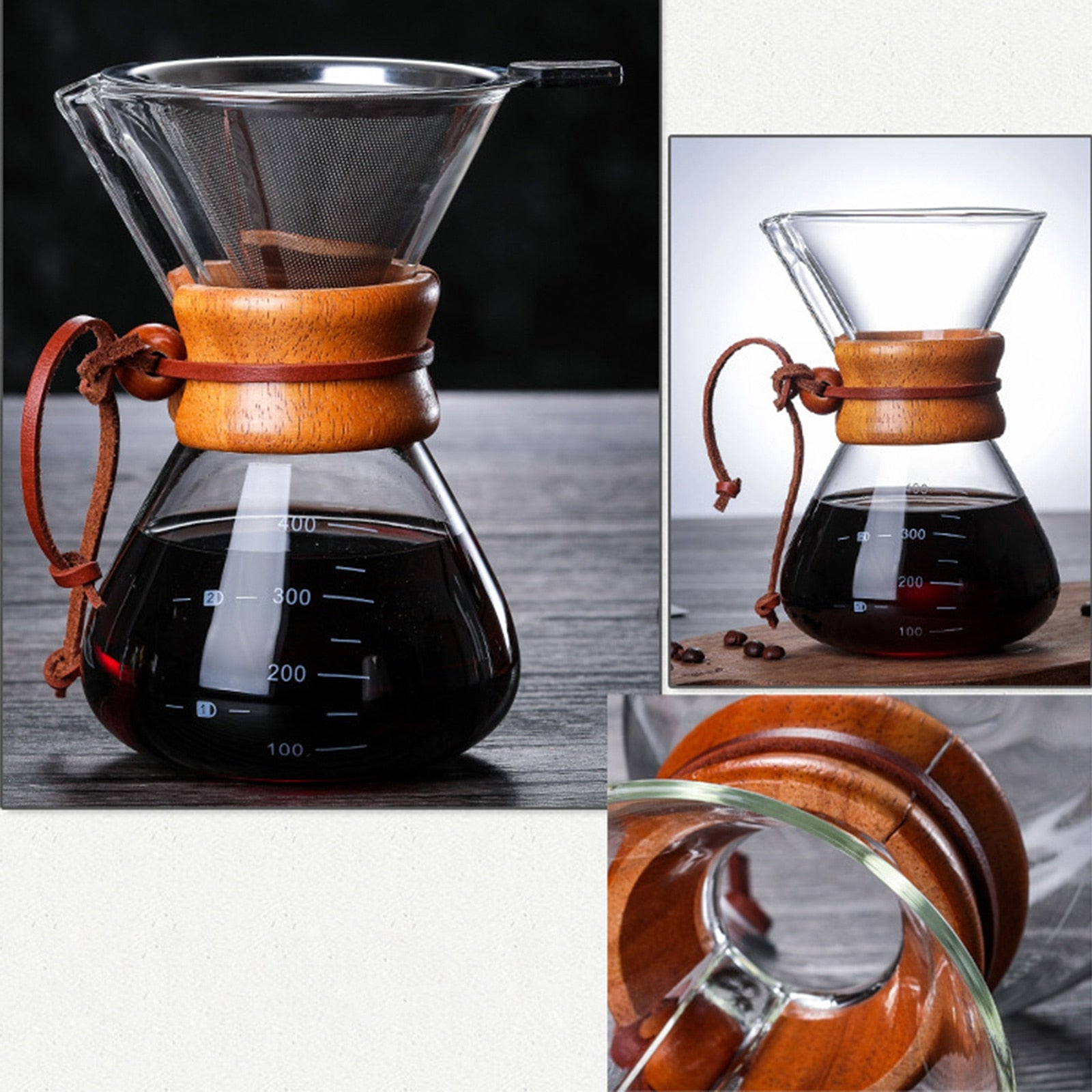 Pour over Coffee Brewer, Glass Coffee Pot, Glass Classic Coffee